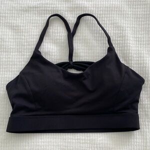 Black Women's Sports Bra with Open Back Detail